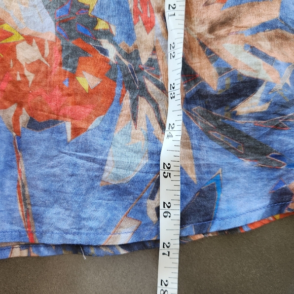 Nic+Zoe Womens Button Up Dreamscape Crinkle Shirt Size XL Multicolor Floral - Picture 10 of 11